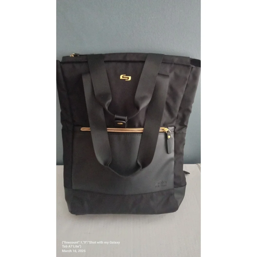 Solo New York Tote Backpack Convertible Laptop Bag‎ Black Travel Carry On